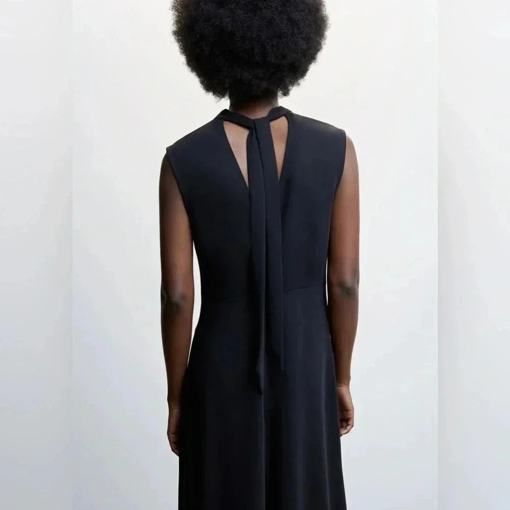 Mango Bow Dress Black NWT - Picture 5 of 9